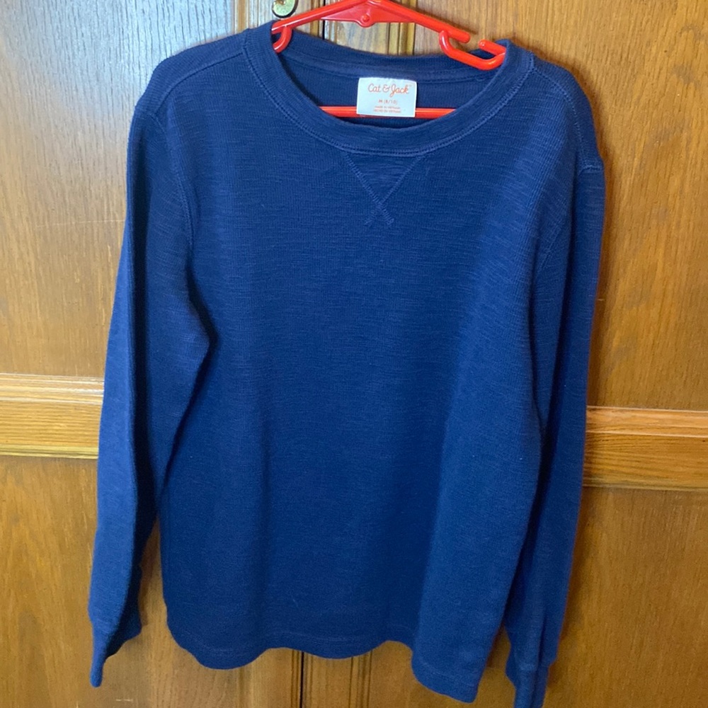 Boys Size M 8/10 solid blue Winter long sleeved jacket.  Cat & Jack.